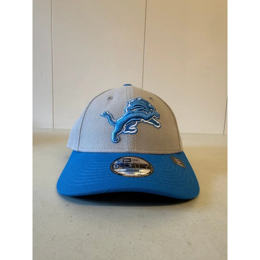 New Era 9FORTY Detroit Lions Youth Adjustable Hat NFL Grey Blue 60573704